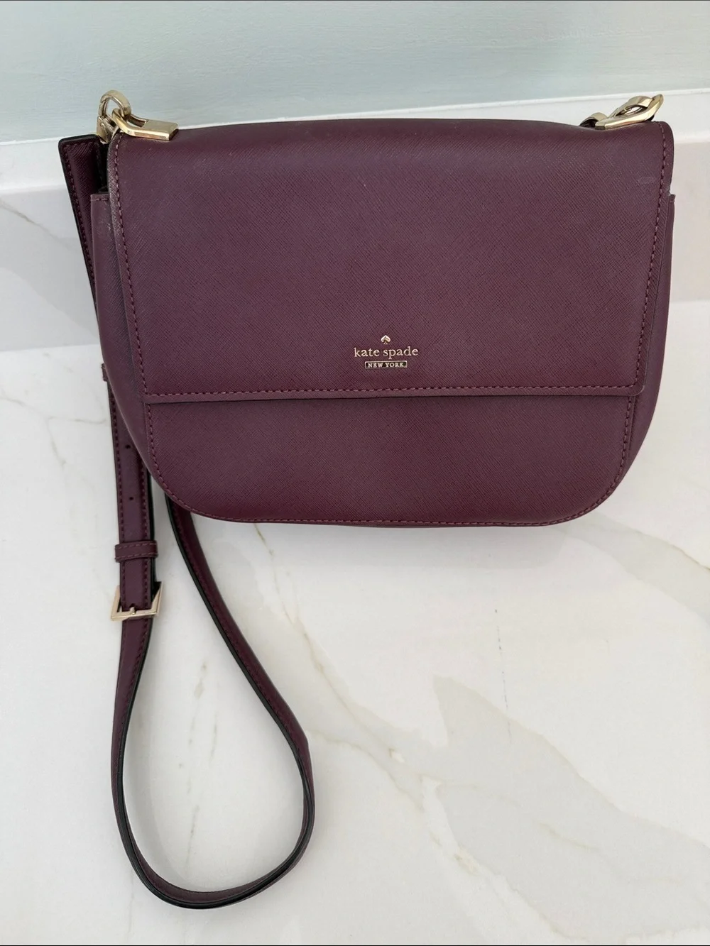 kate spade Plum Saffiano Crossbody with Gold Hardware